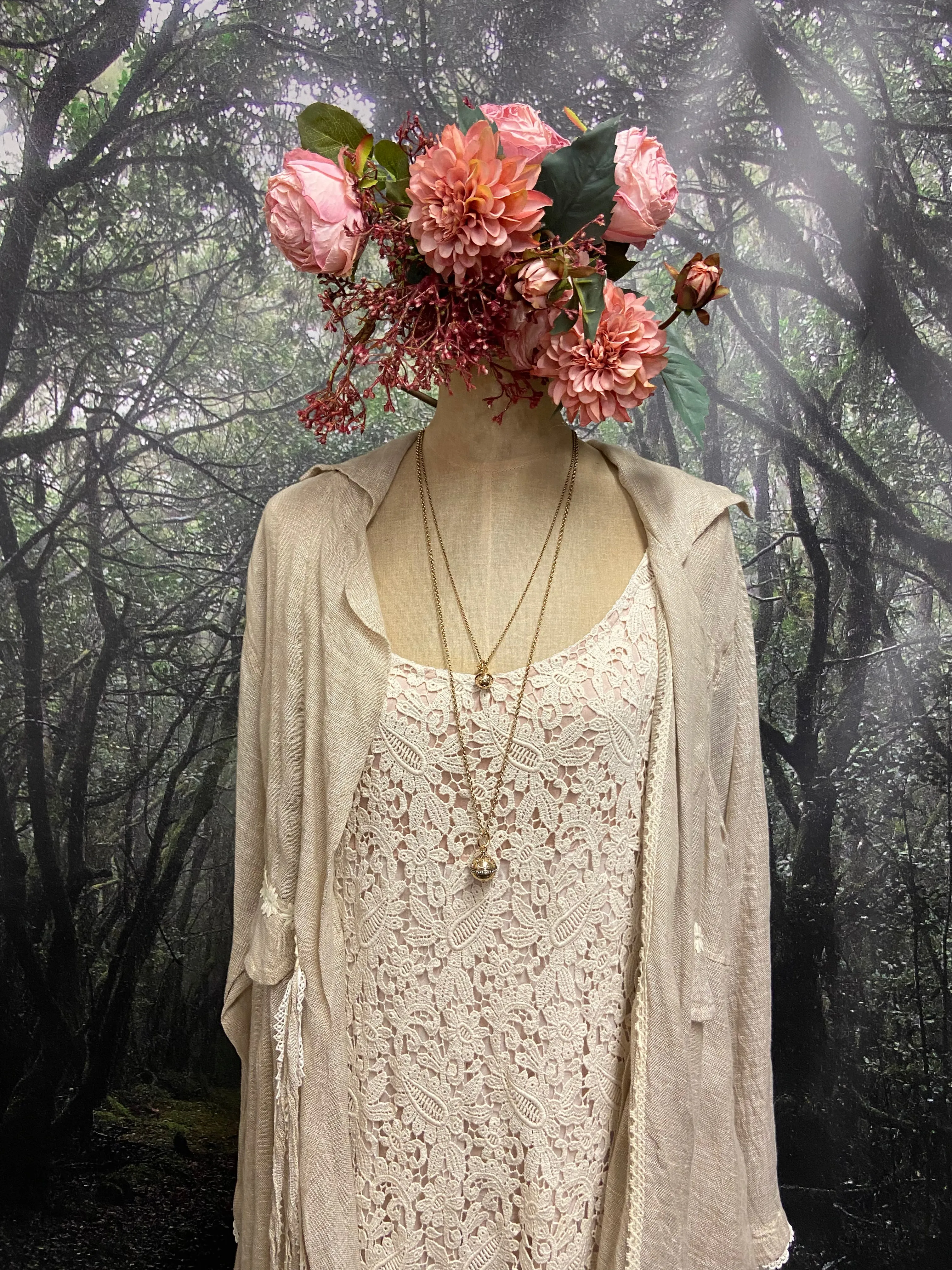 Lace and chiffon designer original slip dress