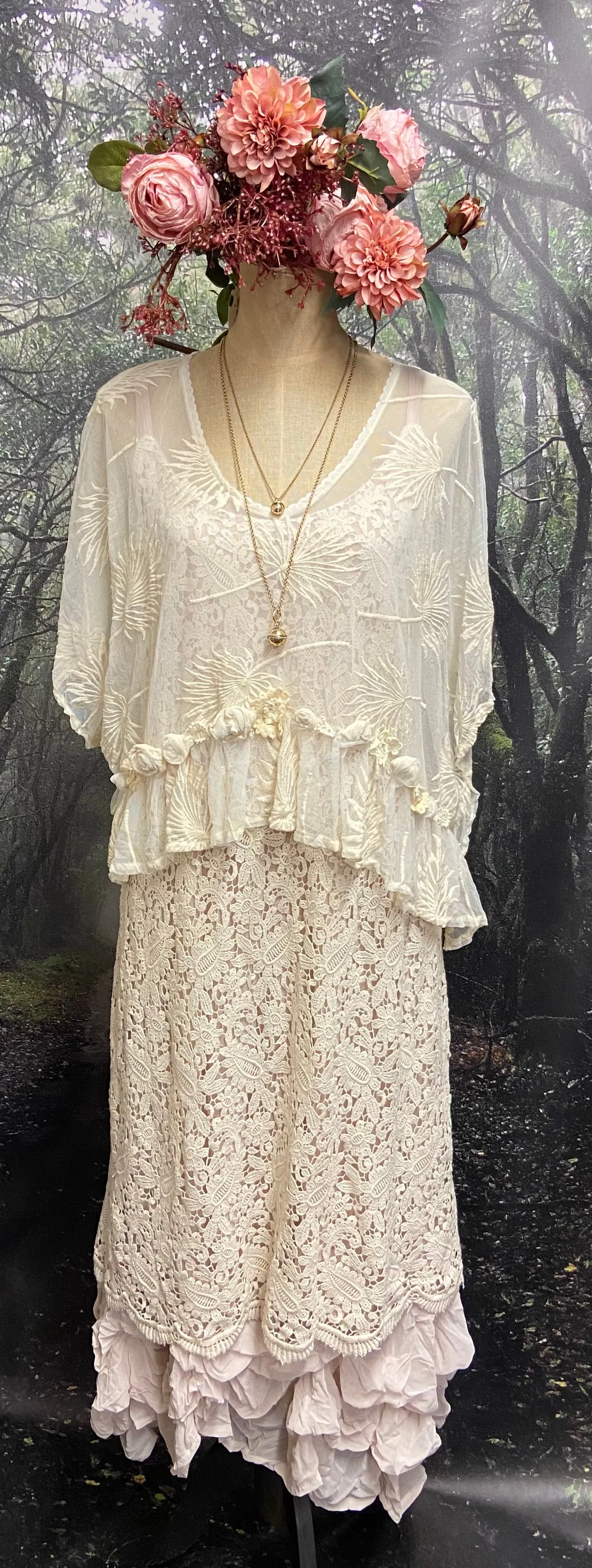 Lace and chiffon designer original slip dress