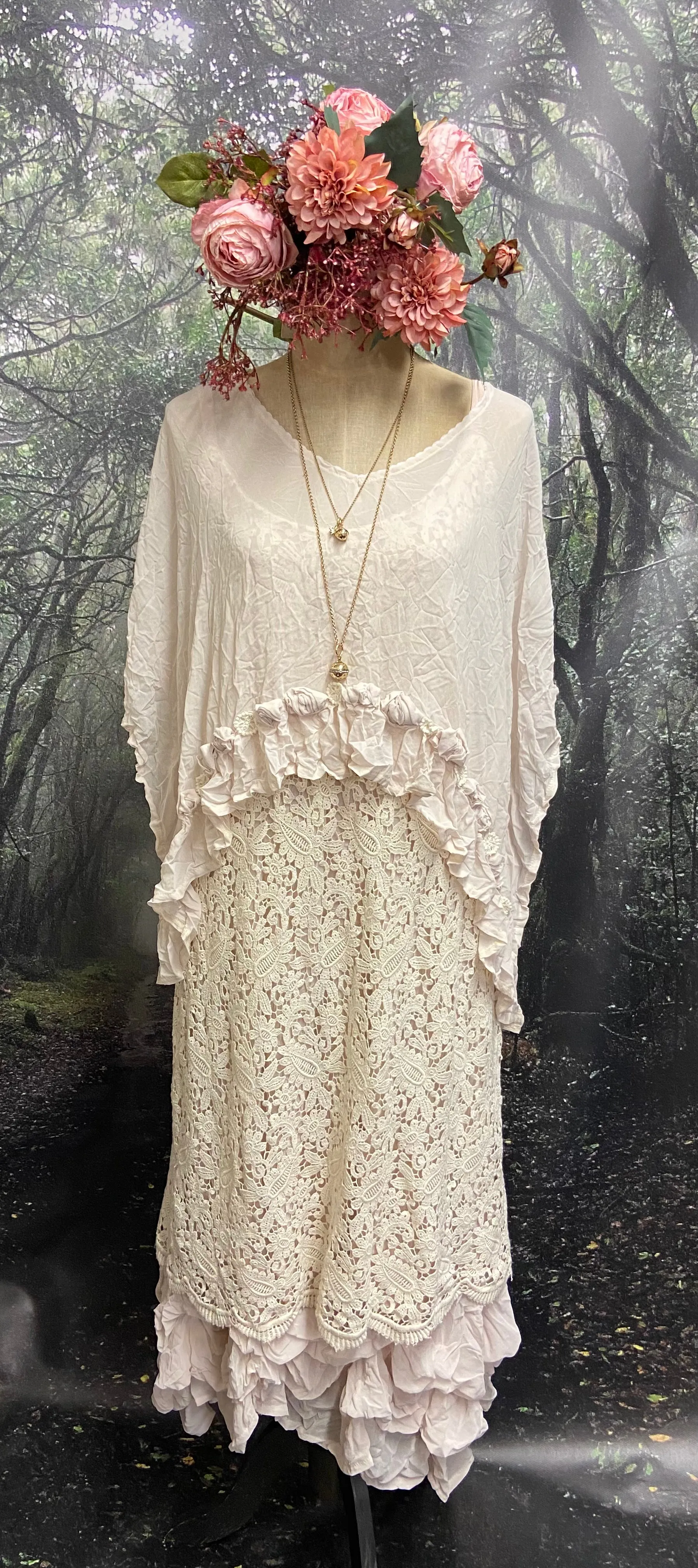 Lace and chiffon designer original slip dress