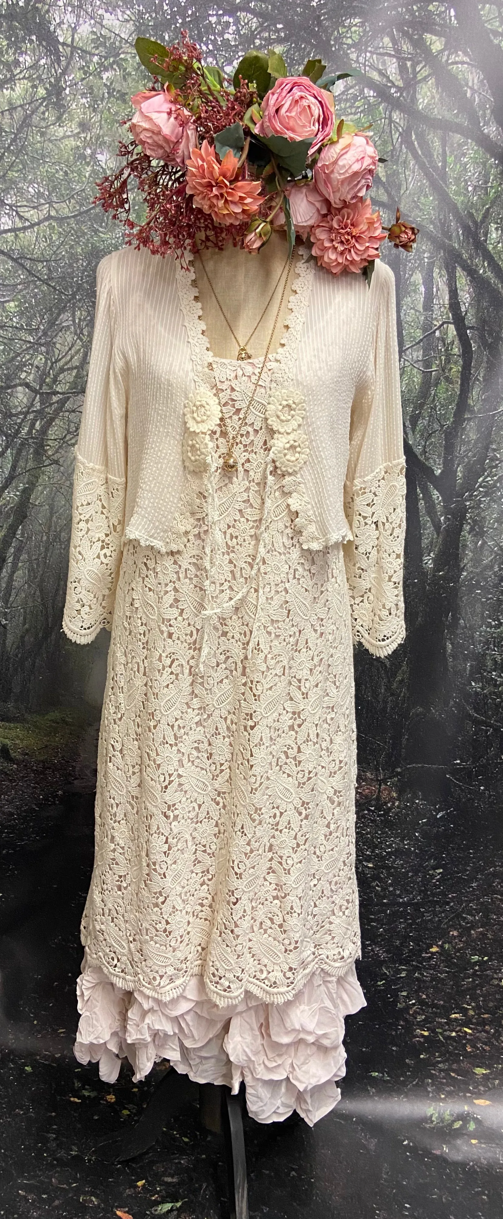 Lace and chiffon designer original slip dress