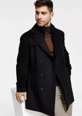Lauren Ralph Lauren Men's Classic Fit Double Breasted Overcoat Coat Black 38S