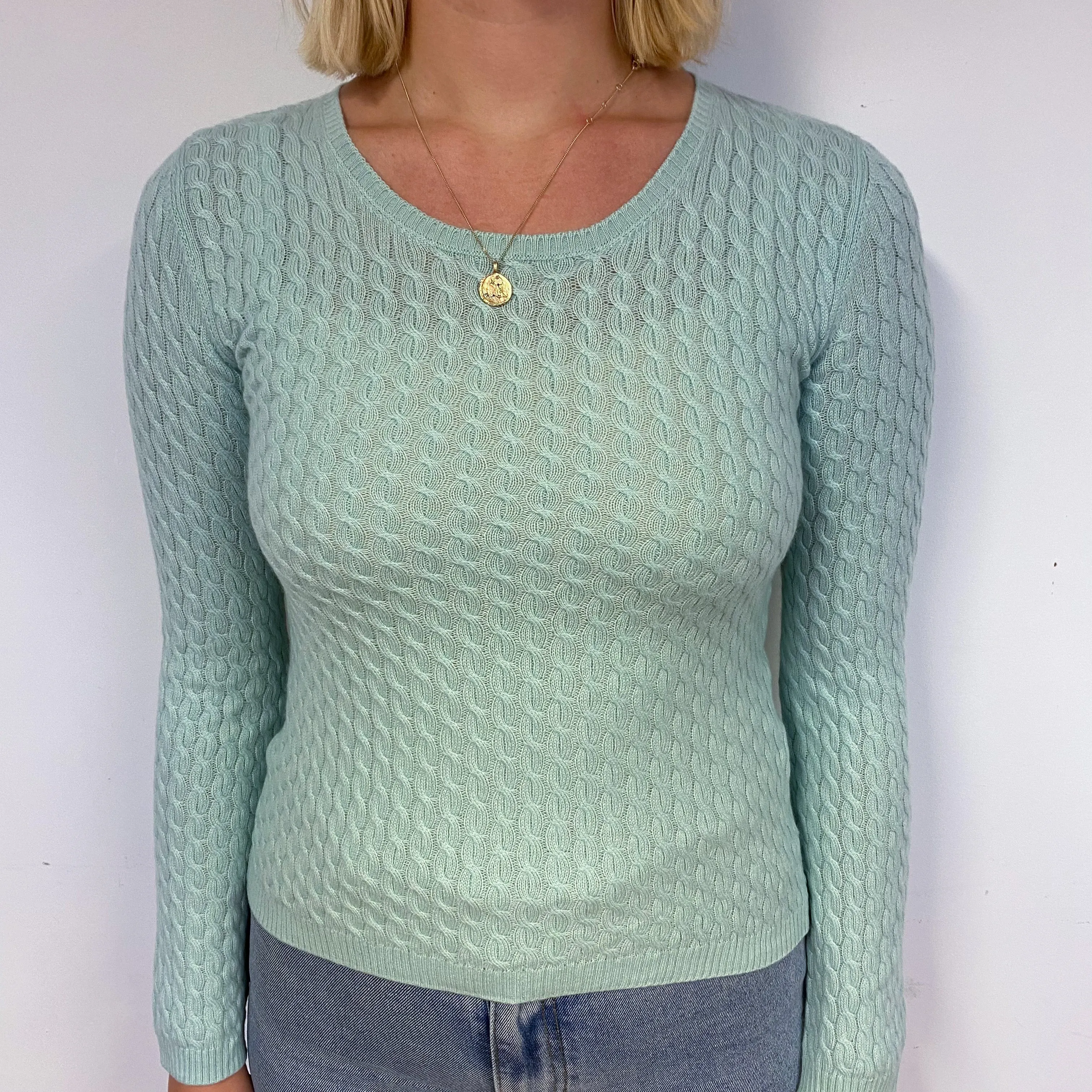 Loro Piana Mint Green Cashmere Crew Neck Jumper Small