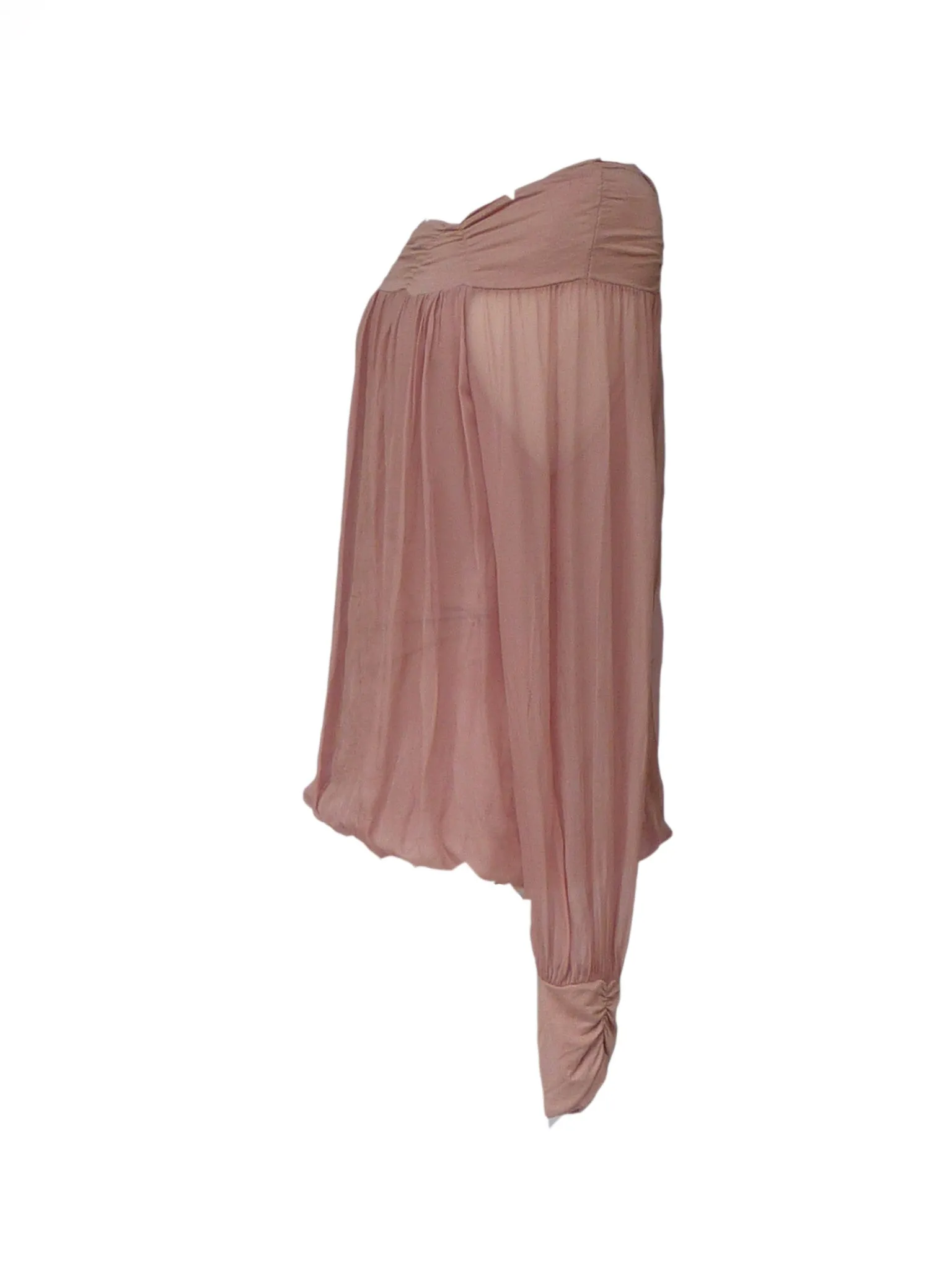 Luccia Silk Top in Dusky Pink With Off The Shoulder Detail Made In Italy By Feathers Of Italy One Size
