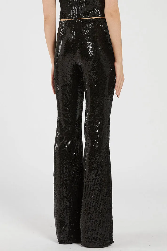 Marella Chieti Trousers Black Sequin Flared 2423786012200