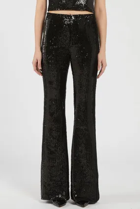 Marella Chieti Trousers Black Sequin Flared 2423786012200