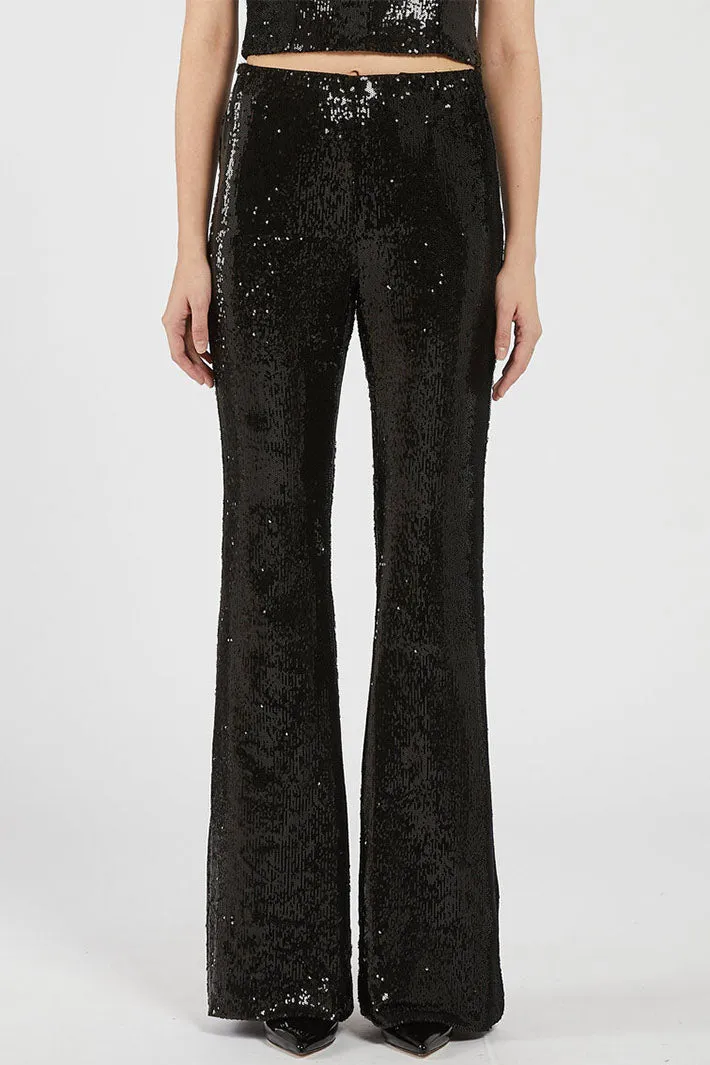 Marella Chieti Trousers Black Sequin Flared 2423786012200