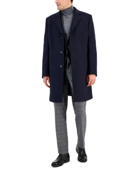 Michael Kors Mens Classic fit Overcoat Coat 38 S Navy Blue Solid