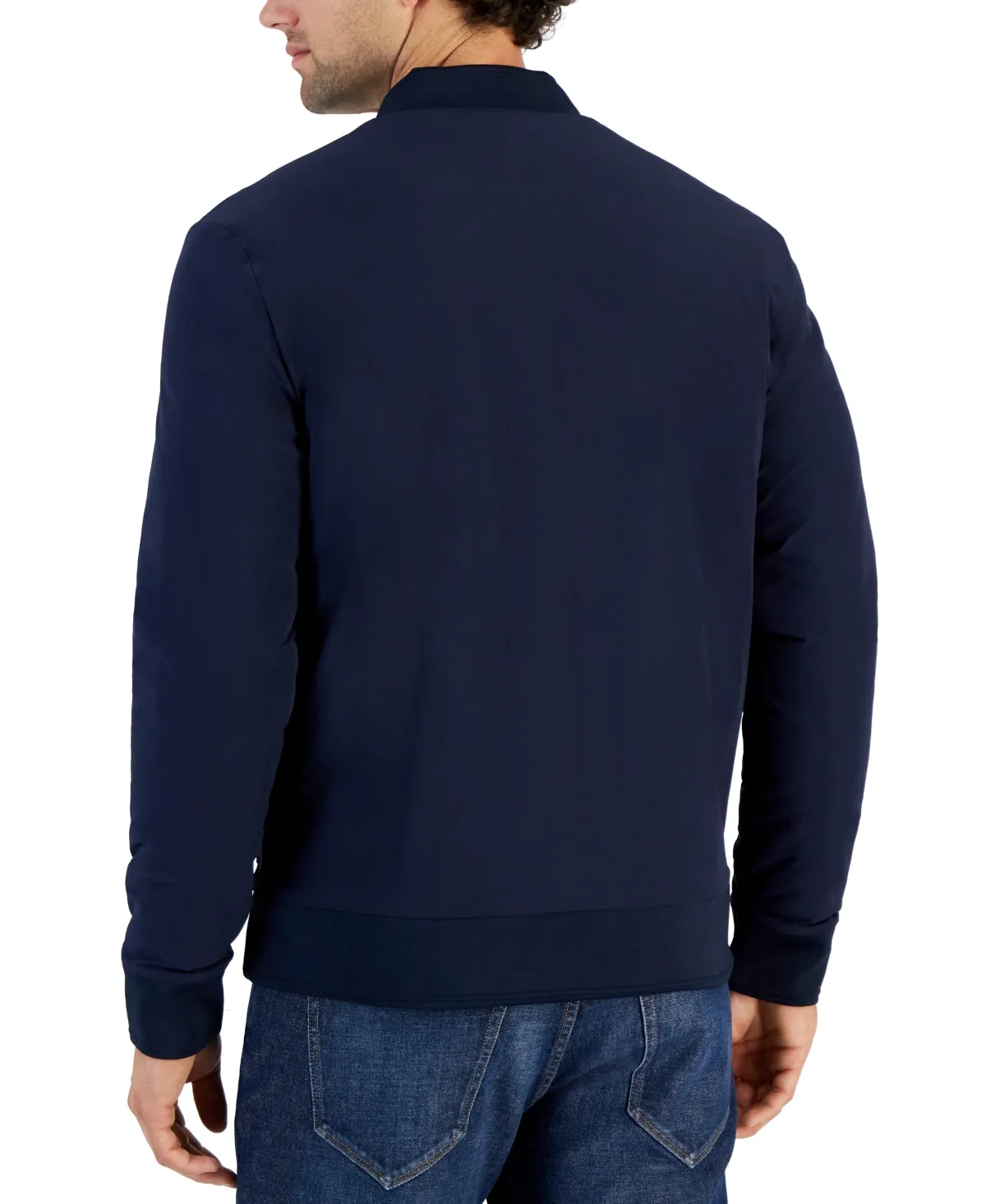 Michael Kors Mens Fleece Reversible Zip Front Jacket Coat  Midnight Blue XL