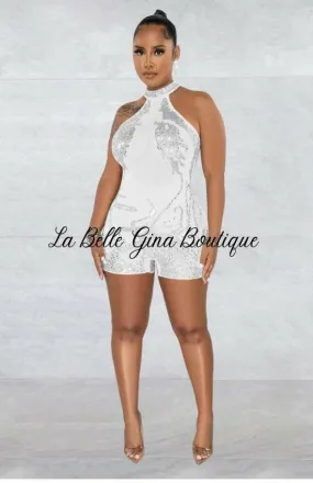 Mila Gauze Perspective Ironing Sleeveless Shorts Jumpsuit-White-FINAL SALE