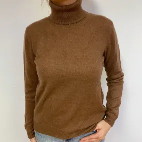 Milk Chocolate Cashmere Polo Neck Jumper Medium