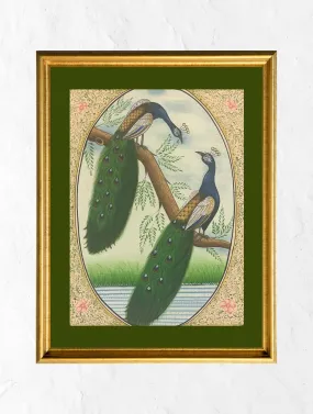 Miniature Art Painting - The Peacocks