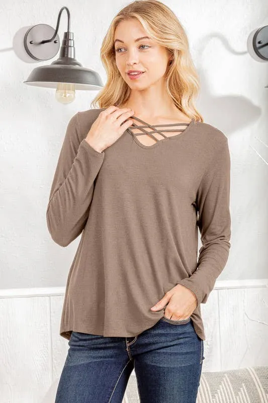 Mocha Crisscross Top