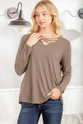 Mocha Crisscross Top