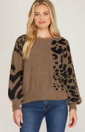 Mocha Fuzzy Knit Sweater