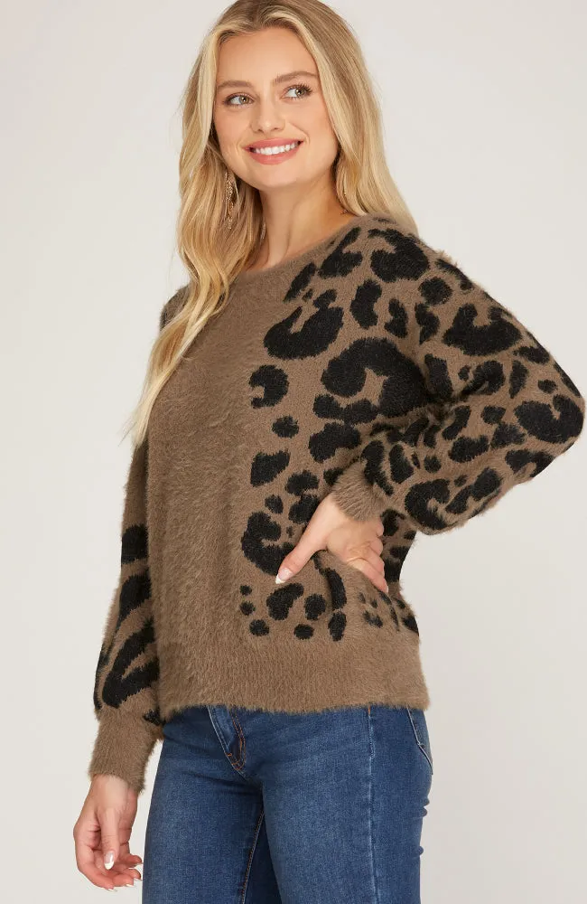 Mocha Fuzzy Knit Sweater