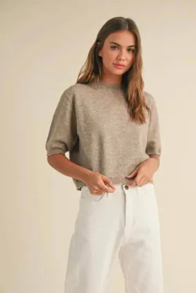 Mocha Puff Short Sleeve Sweater