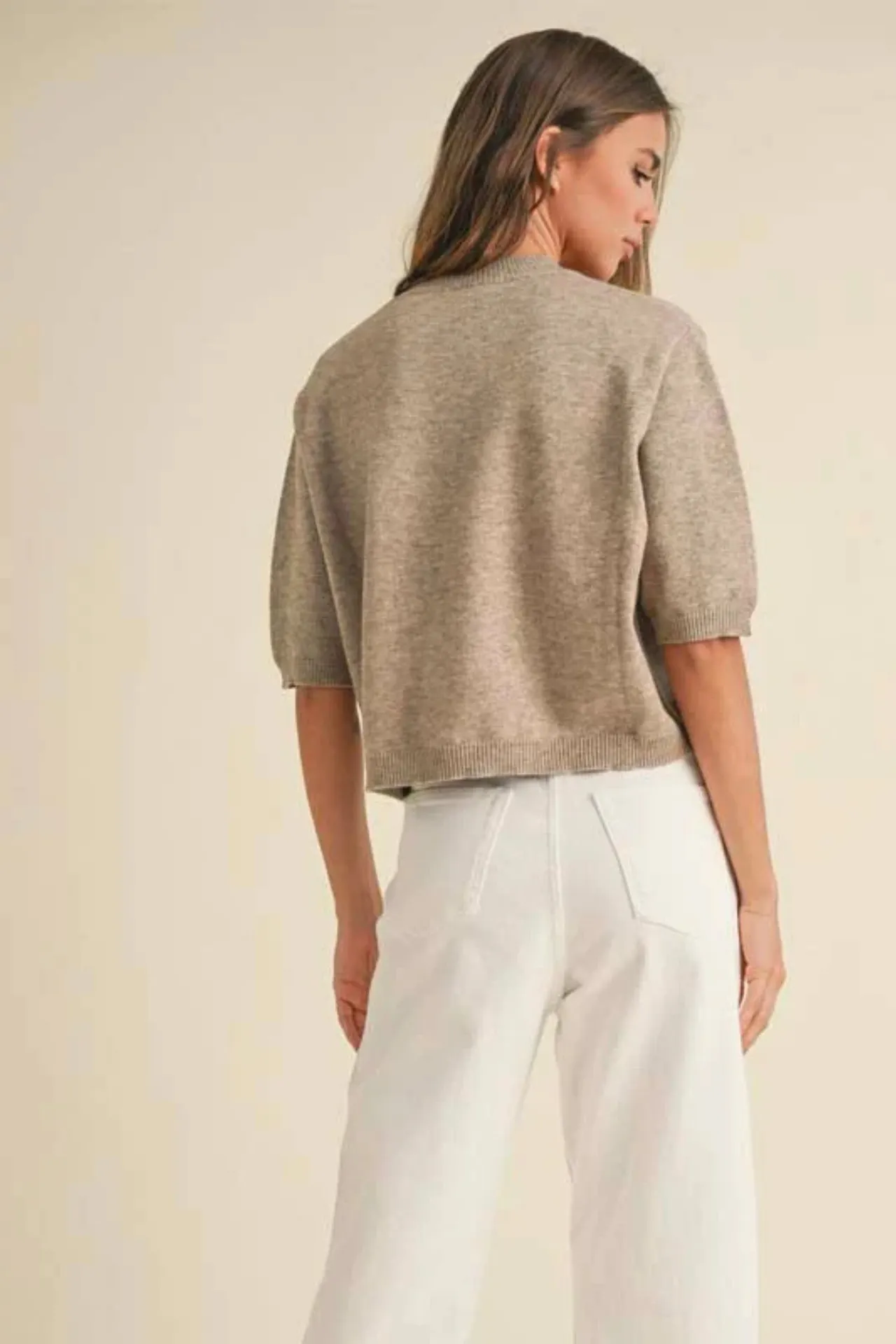 Mocha Puff Short Sleeve Sweater