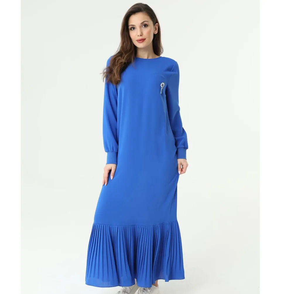 Modest Women's Sweater Dress 12448 - Blue
