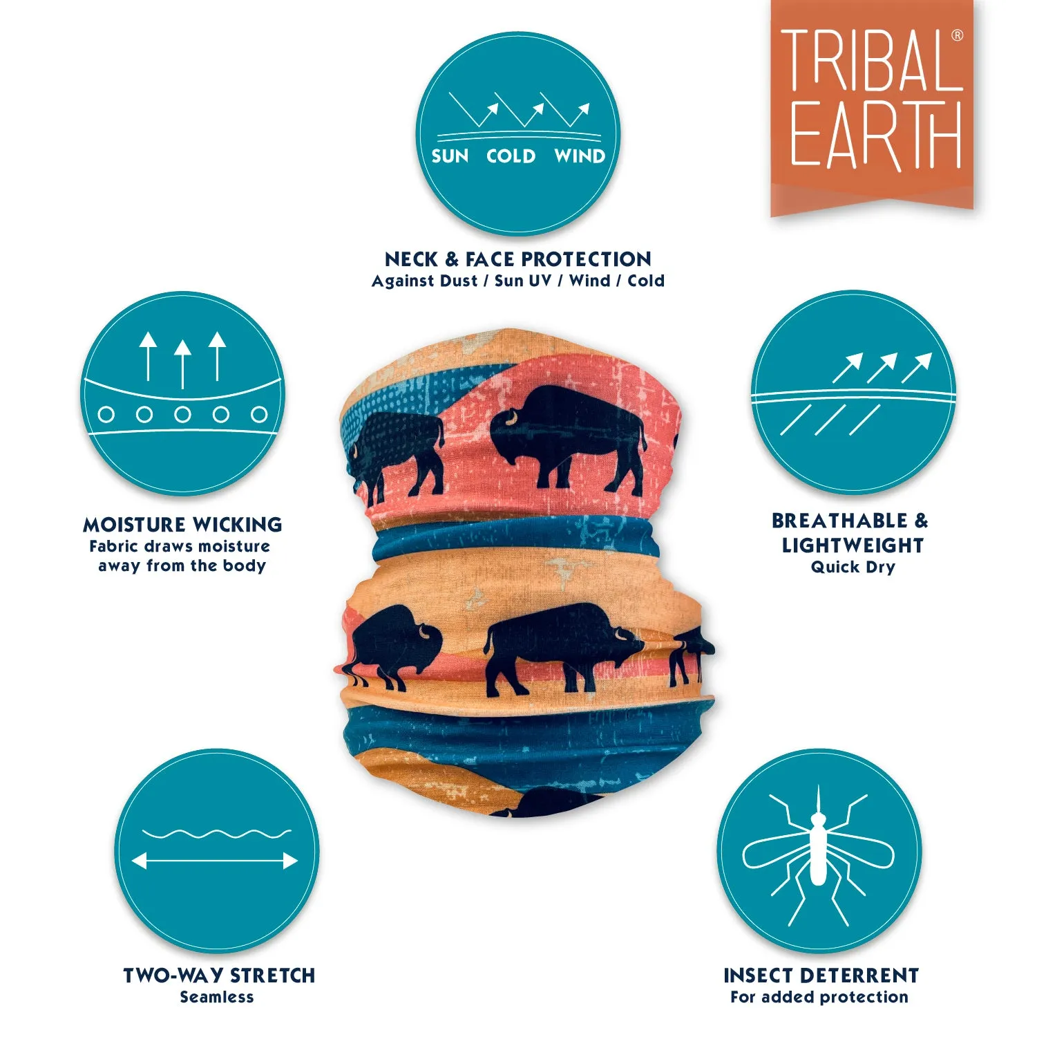 MULTI SCARF | FACE MASK | BANDANA | HEAD BAND - BISON
