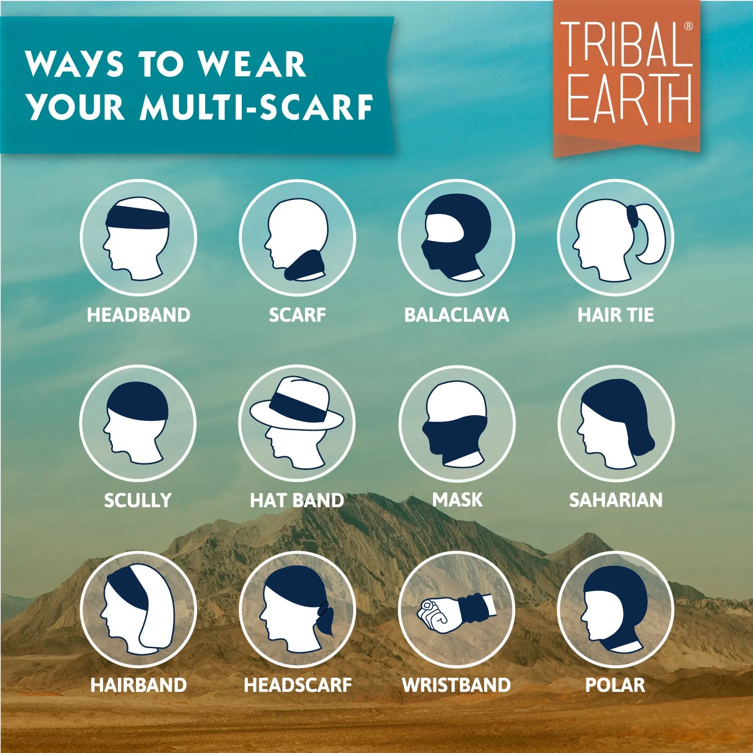 MULTI SCARF | FACE MASK | BANDANA | HEAD BAND - BISON