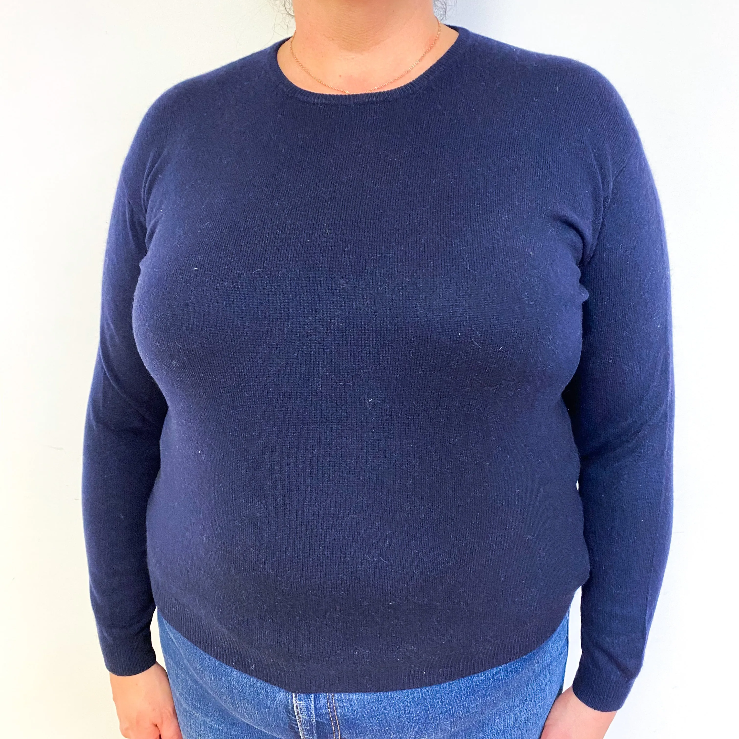 Navy Blue Cashmere Crew Neck Jumper Extra Large