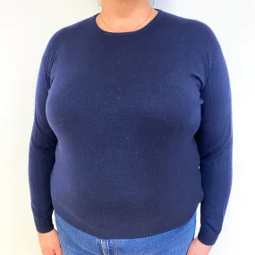 Navy Blue Cashmere Crew Neck Jumper Extra Large