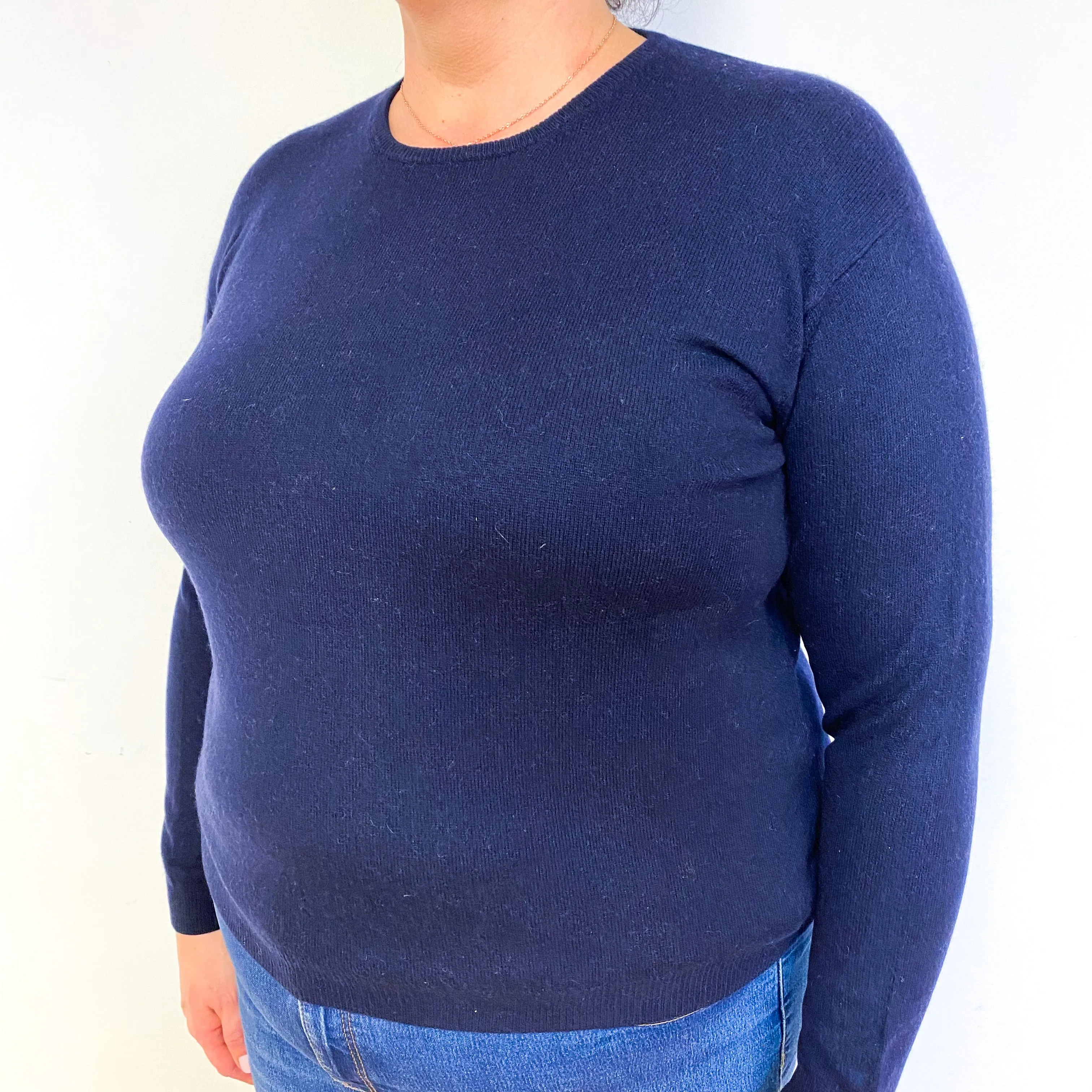 Navy Blue Cashmere Crew Neck Jumper Extra Large