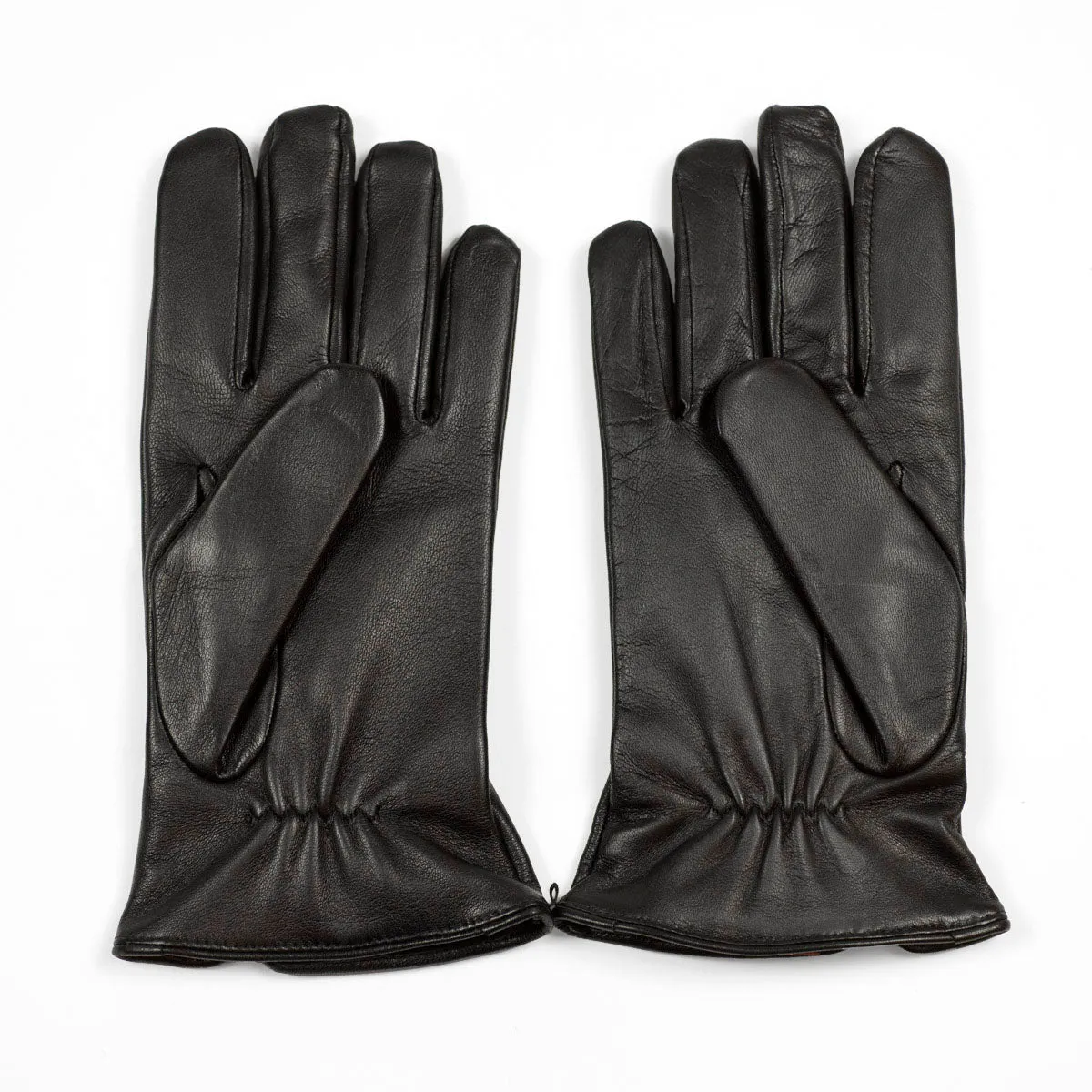 Navy blue cashmere-lined gloves with Harris Tweed back