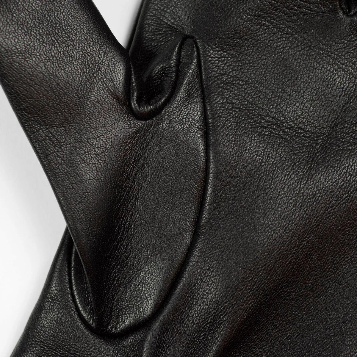 Navy blue cashmere-lined gloves with Harris Tweed back