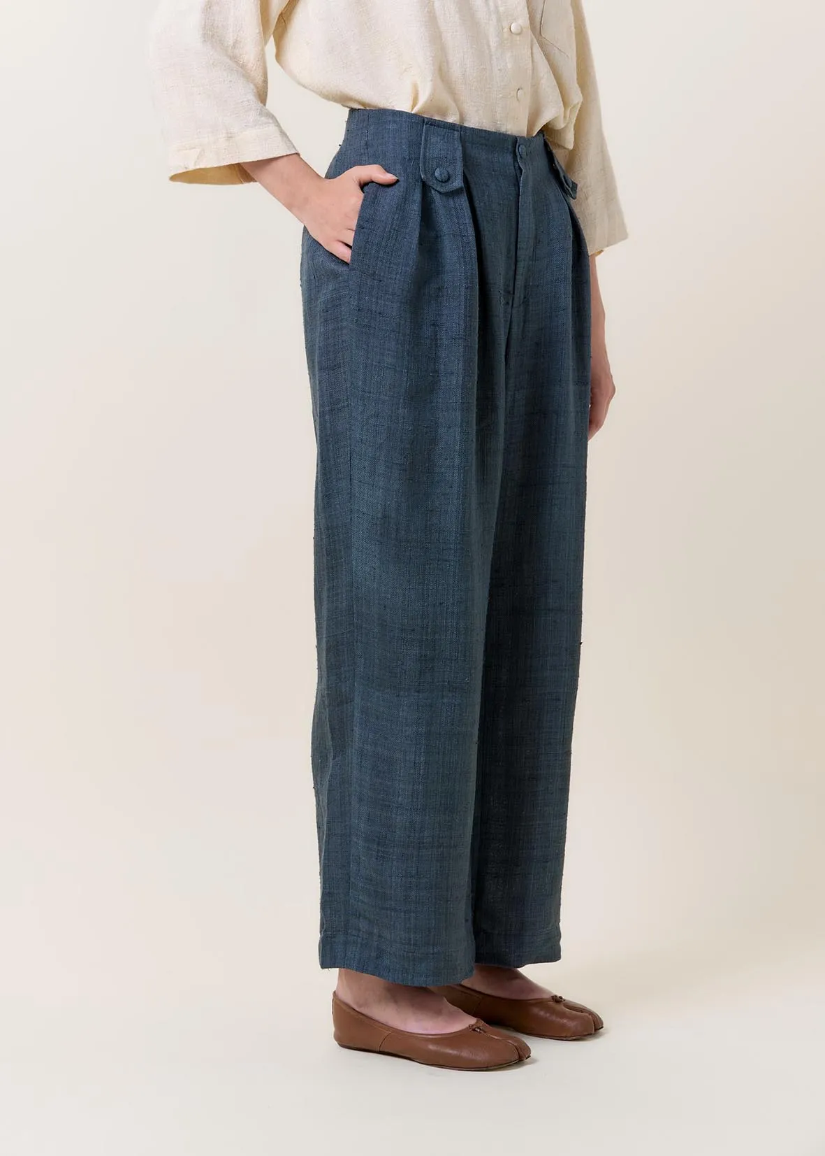 Navy Trousers Plis