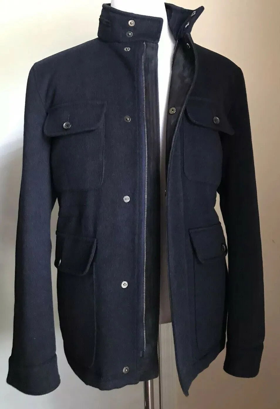 New $4750 Isaia Field Cashmere Jacket Coat Navy 44 US/54 Eu Italy