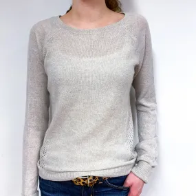 Oatmeal Beige Cashmere Crew Neck Jumper Extra Small
