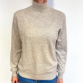 Oatmeal Cashmere Turtle Neck Jumper Medium
