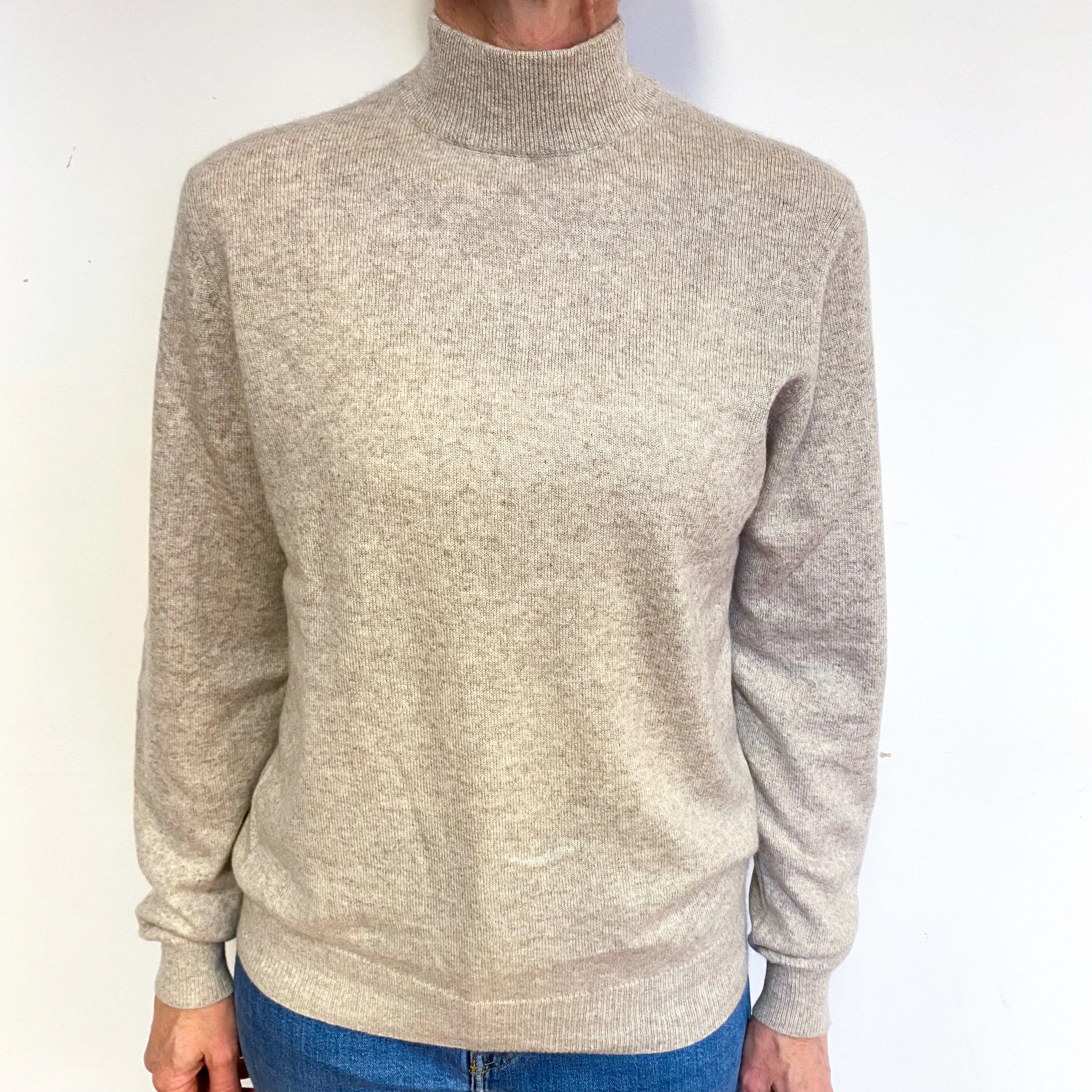 Oatmeal Cashmere Turtle Neck Jumper Medium