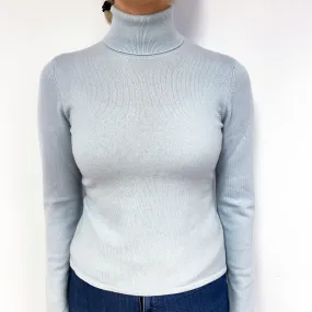 Opal Blue Cashmere Polo Neck Jumper Small