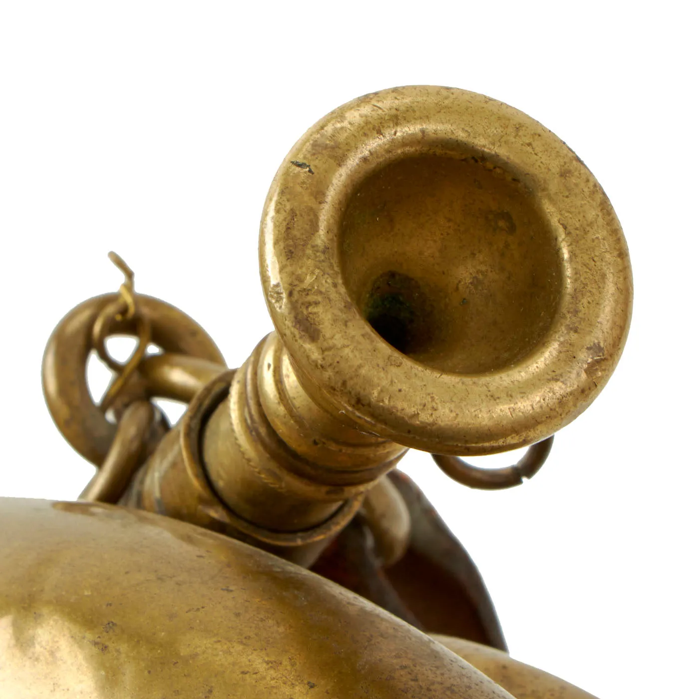 Original Imperial German WWI 1915 dated Prussian Military Brass Bugle by C.W. Meisel with Leather Sling
