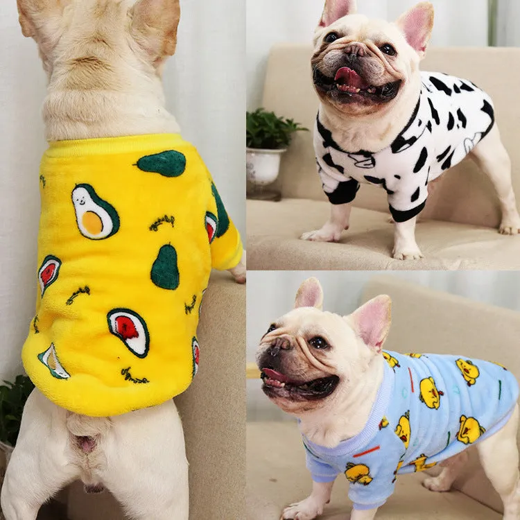 Pet Clothes Leopard Print Jarre Aero Bull Autumn and Winter Warm Pajamas Coat Two Feet