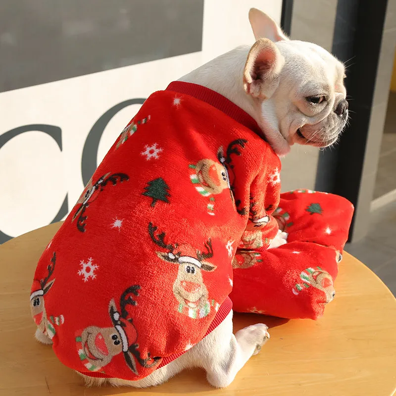 Pet Clothes Leopard Print Jarre Aero Bull Autumn and Winter Warm Pajamas Coat Two Feet