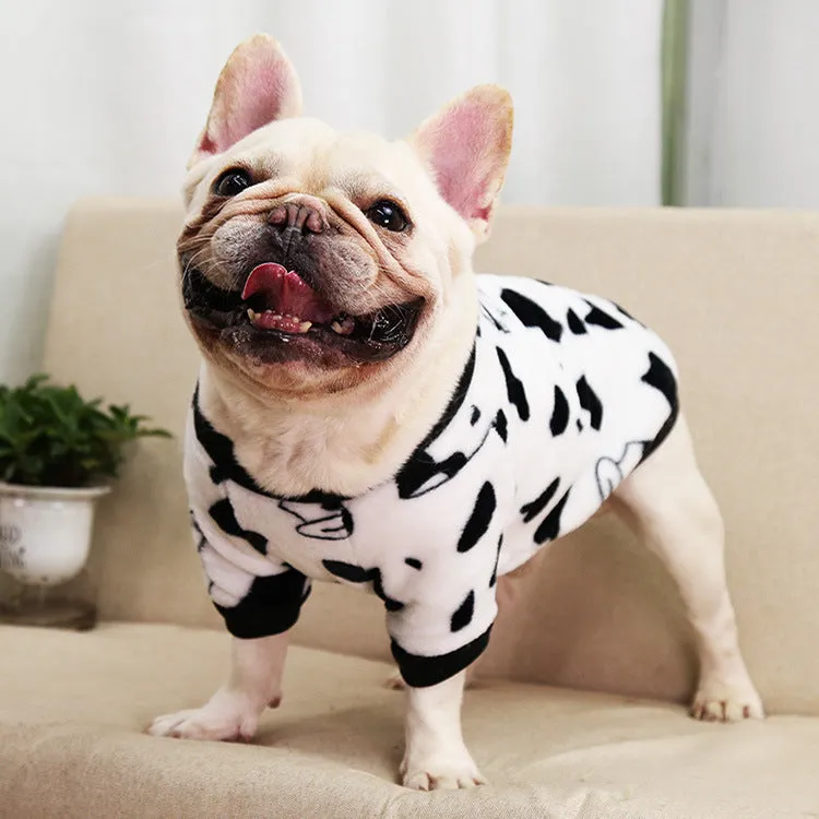 Pet Clothes Leopard Print Jarre Aero Bull Autumn and Winter Warm Pajamas Coat Two Feet