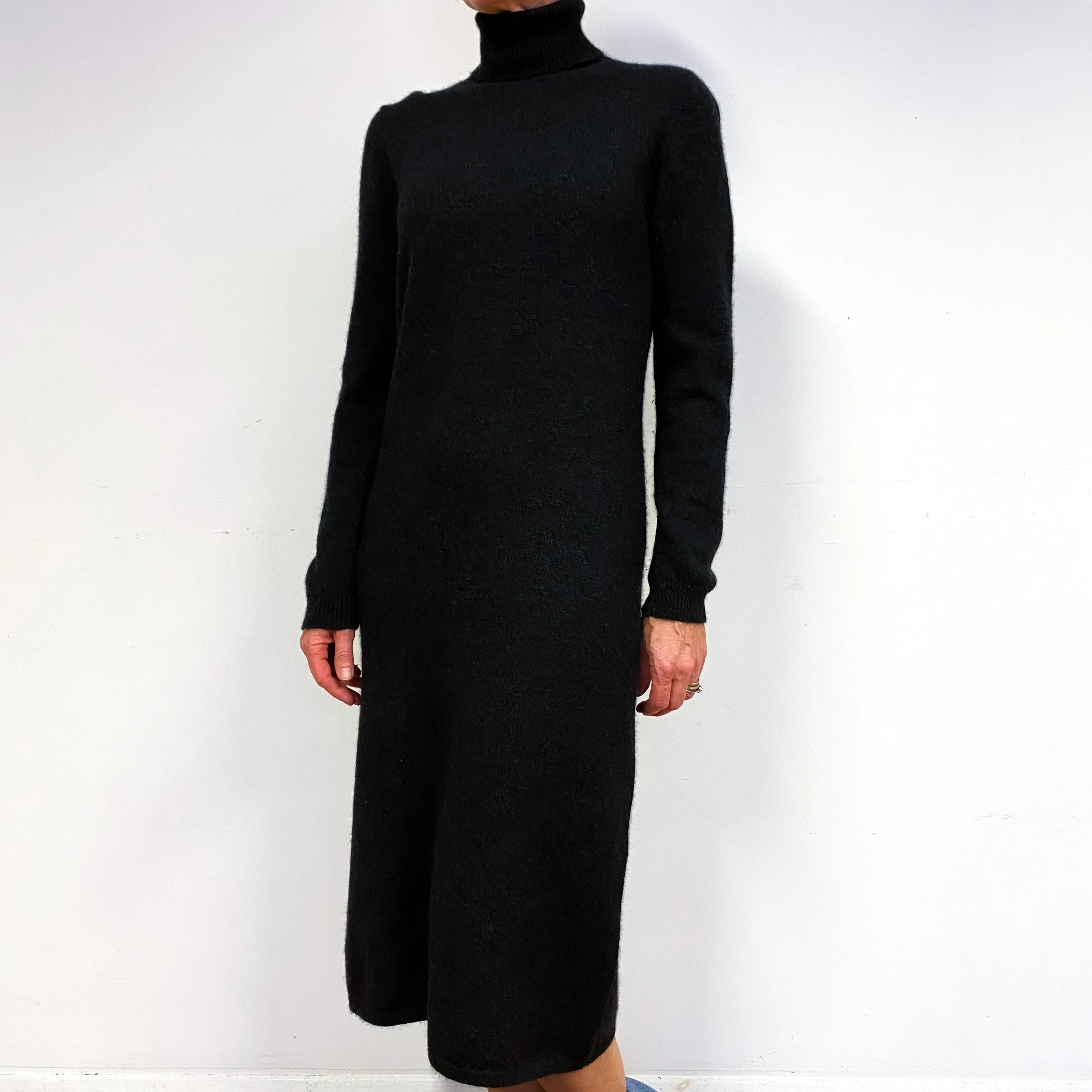 Ralph Lauren Charcoal Grey Cashmere Polo Neck Jumper Dress Medium