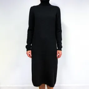 Ralph Lauren Charcoal Grey Cashmere Polo Neck Jumper Dress Medium
