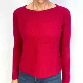 Raspberry Pink Cashmere Crew Neck Jumper Medium