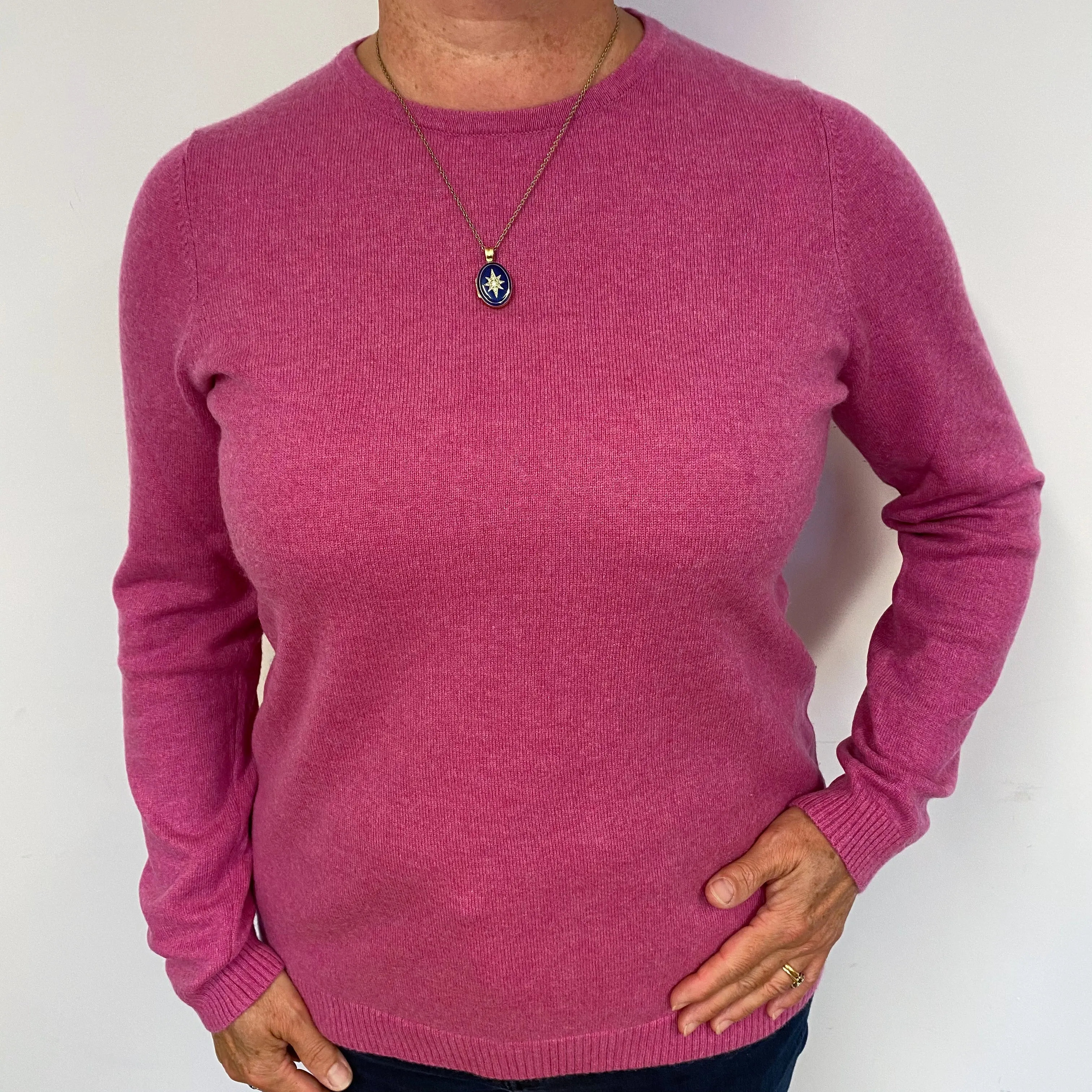 Raspberry Pink Cashmere Crew Neck Jumper