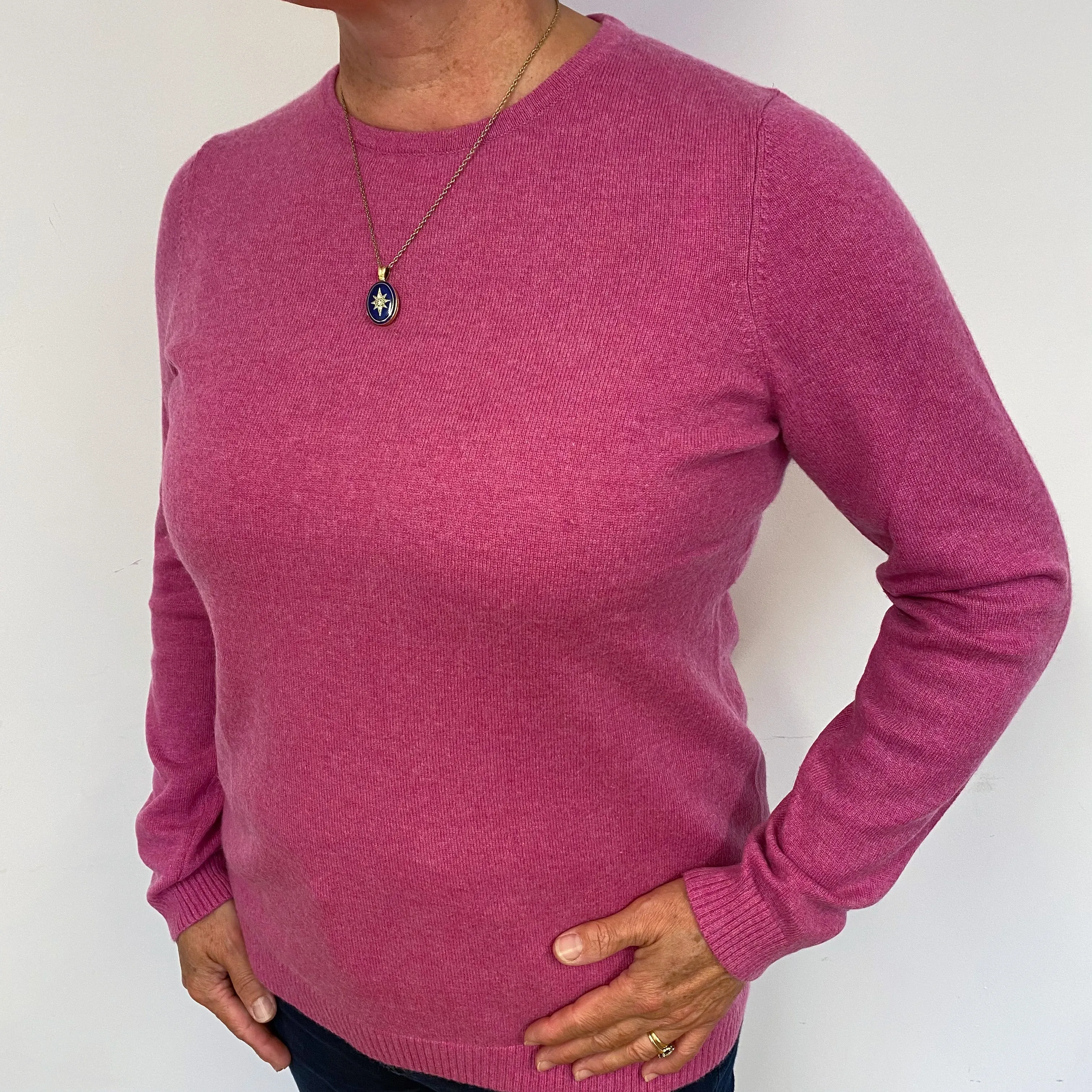 Raspberry Pink Cashmere Crew Neck Jumper