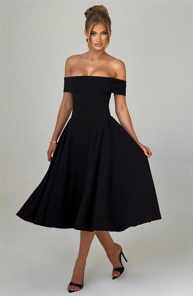 Rebecca Woman Off-shoulder Backless Sexy Midi Dress