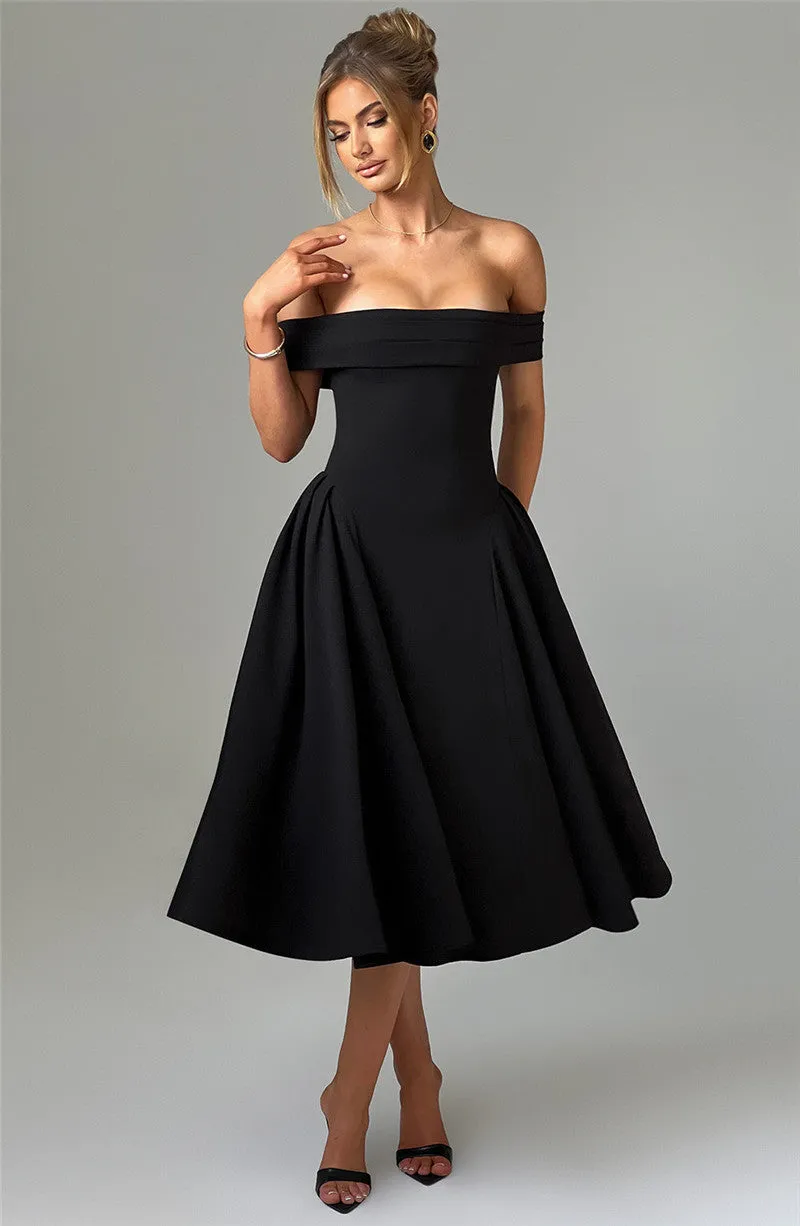 Rebecca Woman Off-shoulder Backless Sexy Midi Dress
