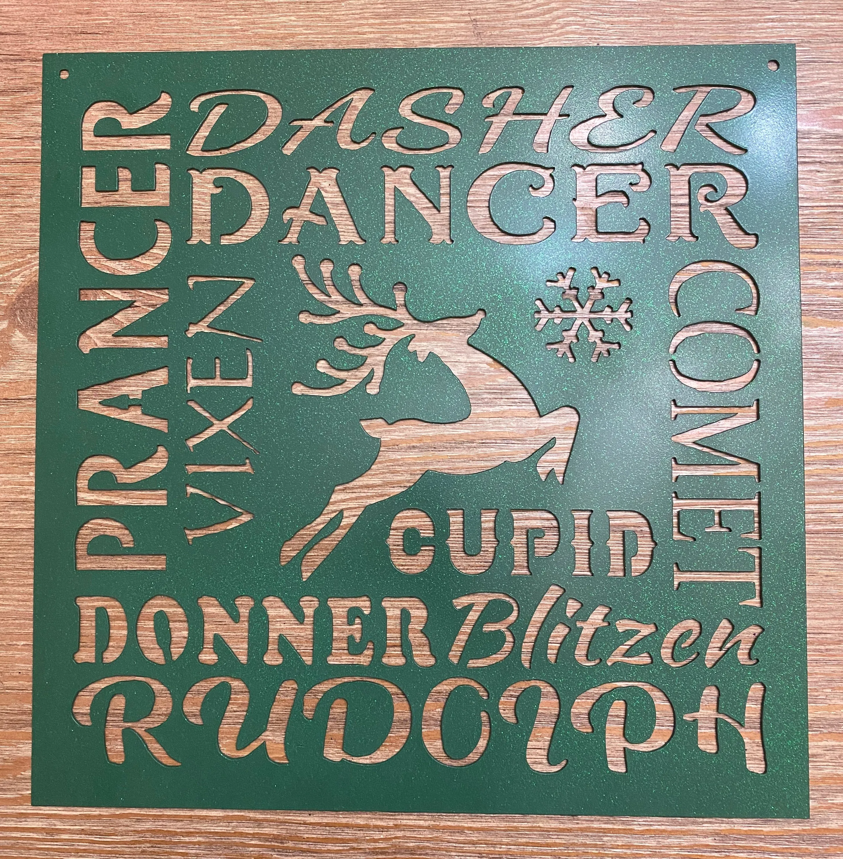 Reindeer Names Metal Sign