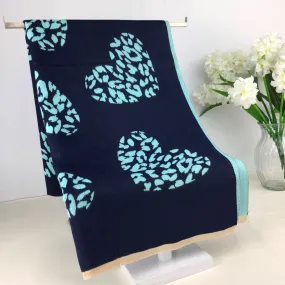 Reversible Heart Animal Print Scarf | Navy