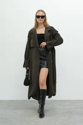 RYN Long Trench Coat - Khaki - Cosenza