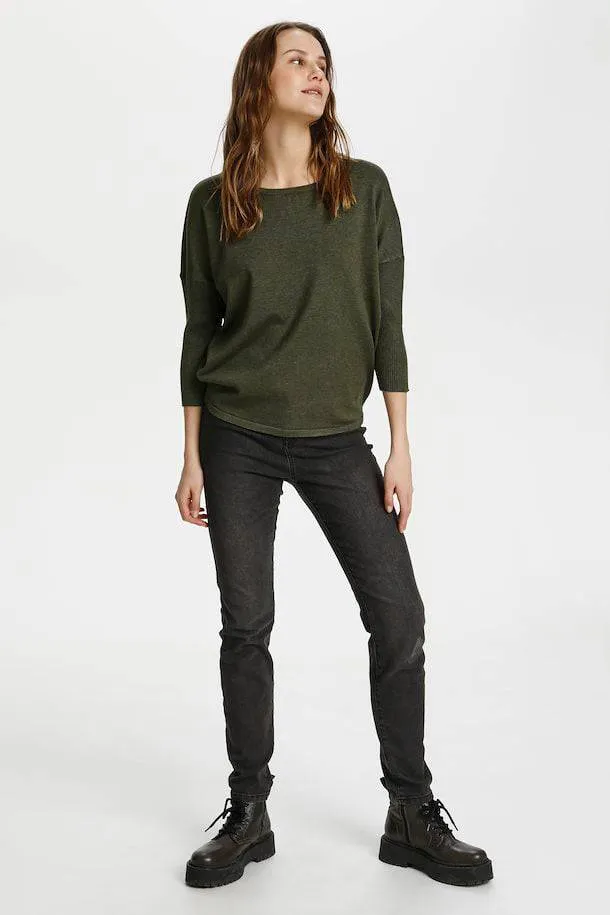 Saint Tropez Mila 3/4 Sleeve Batwing Fine Knit Jumper